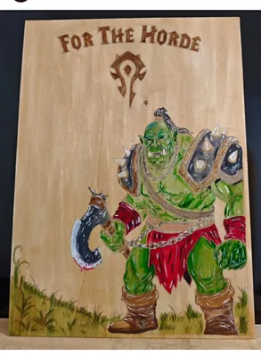 Tablou lemn gravat si pictat World of warcraft