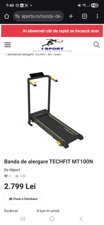 Bandă de alergat pliabilă Techfit MT100N